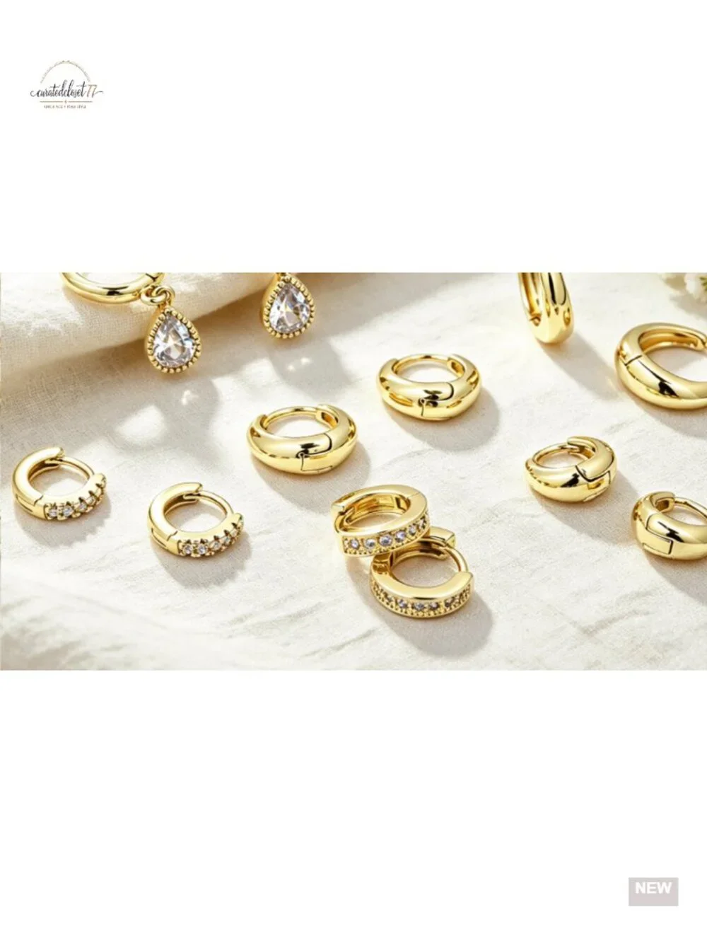 14K Gold Plated Chunky Hoop Earrings Set Hypoallergenic Huggie Hoops